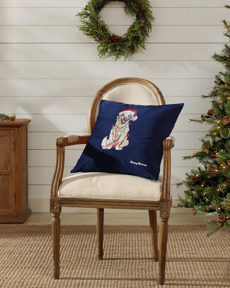 Tommy Bahama Holiday Retriever Velvet Decorative Pillow- Pillows & Shams