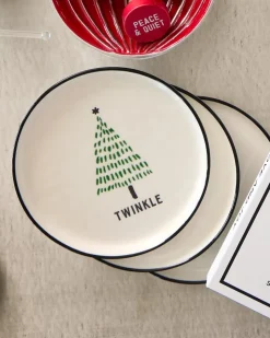 Tommy Bahama Holiday Tree Appetizer Plates—Set of 4- Drinkware & Bar
