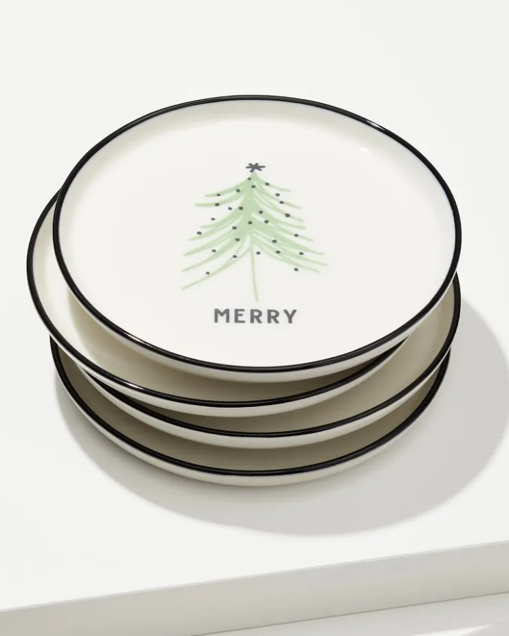 Tommy Bahama Holiday Tree Appetizer Plates—Set of 4- Drinkware & Bar