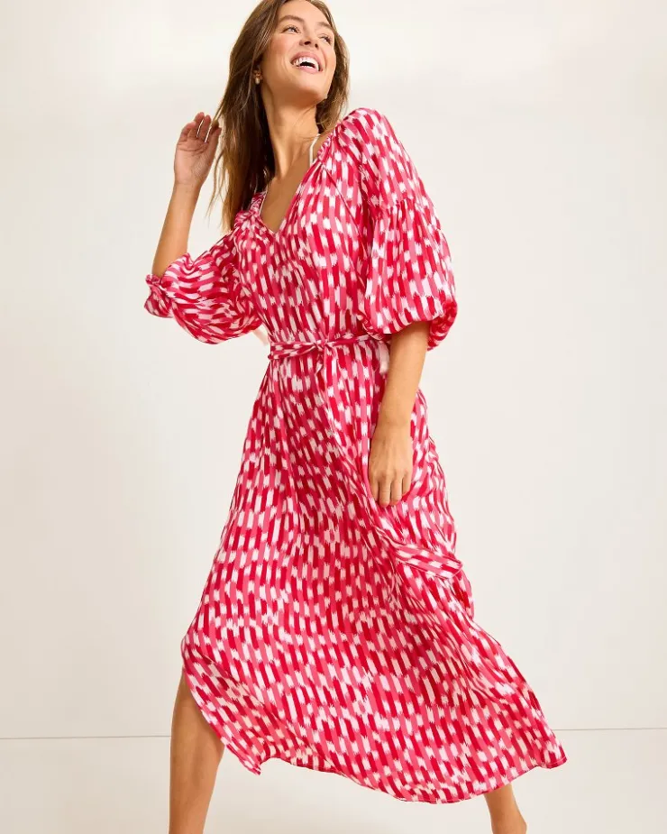 Tommy Bahama Ikat Stripe Midi Coverup Dress-Women Beach Coverups|Dresses