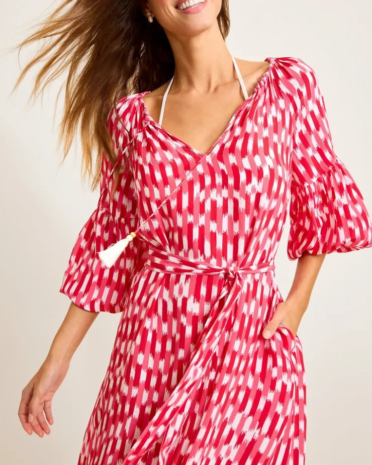 Tommy Bahama Ikat Stripe Midi Coverup Dress-Women Beach Coverups|Dresses