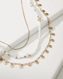 Tommy Bahama Indigo Bay Heishi & Pearl Layered Long Necklace-Women Jewelry
