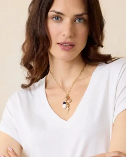 Tommy Bahama Indigo Bay Semiprecious Stone & Pearl Charm Necklace-Women Jewelry