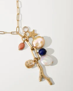 Tommy Bahama Indigo Bay Semiprecious Stone & Pearl Charm Necklace-Women Jewelry
