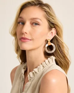 Tommy Bahama Indigo Shore Grey Shell Drop Hoop Earrings-Women Jewelry