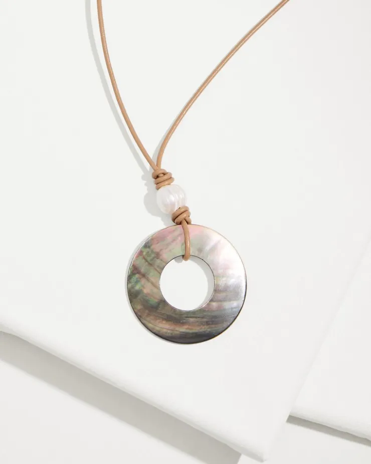 Tommy Bahama Indigo Shore Grey Shell Pendant Necklace-Women Jewelry