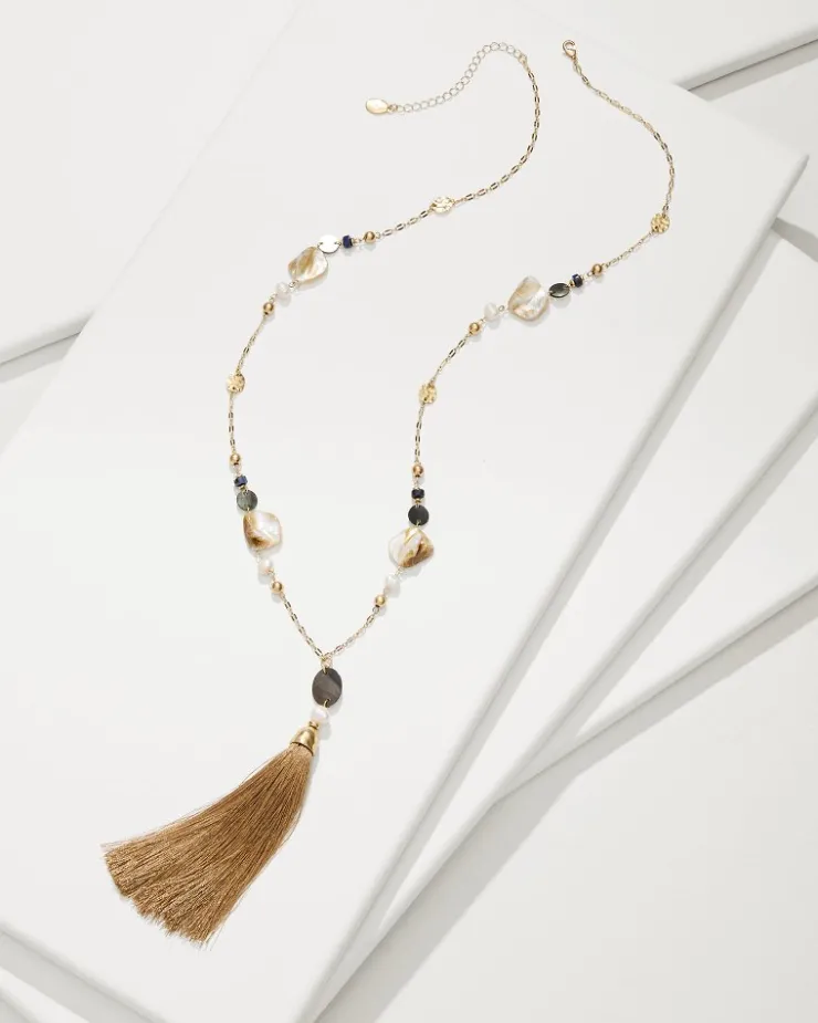 Tommy Bahama Indigo Shore Mixed Materials Tassel Necklace-Women Jewelry