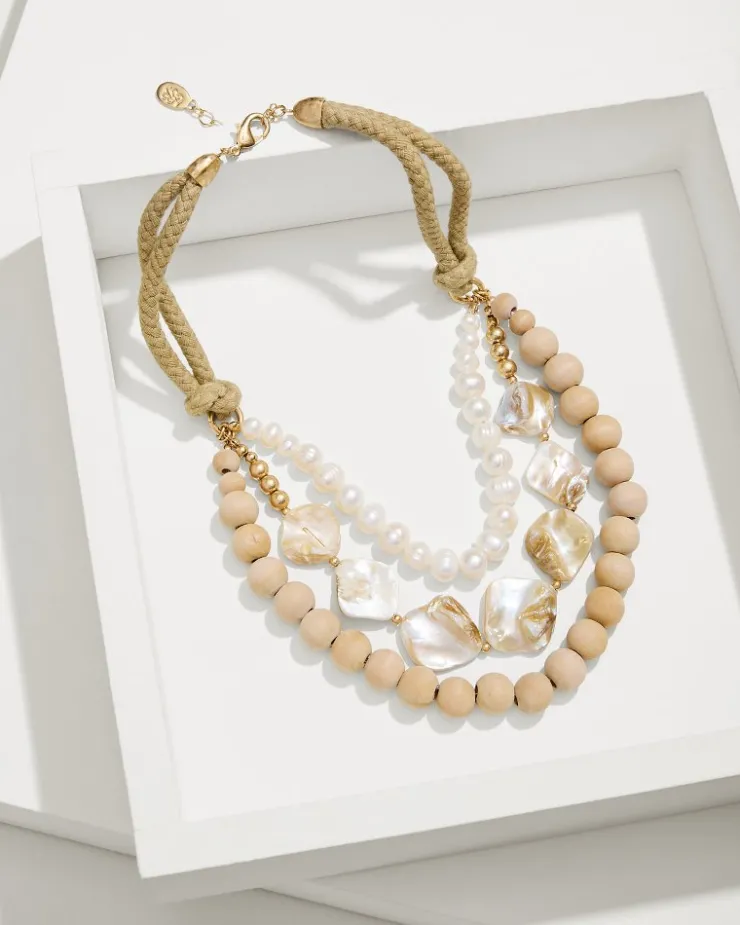 Tommy Bahama Indigo Shore Mother of Pearl Shell Statement Necklace-Women Jewelry
