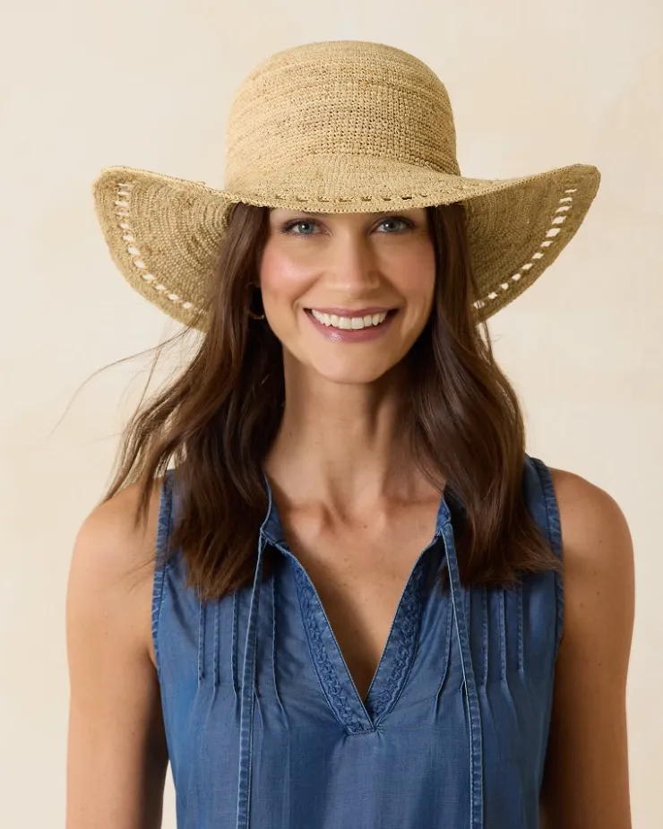 Tommy Bahama Isla Crochet Raffia Sun Hat-Women Hats & Caps