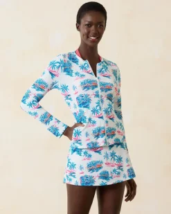 Tommy Bahama Island Cays Tropical Oasis Rash Guard-Women Beach Coverups