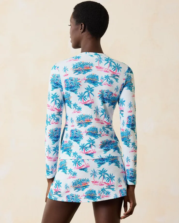Tommy Bahama Island Cays Tropical Oasis Rash Guard-Women Beach Coverups