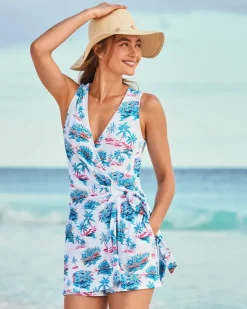 Tommy Bahama Island Cays Tropical Oasis Beach Wrap Romper-Women Beach Coverups|Dresses