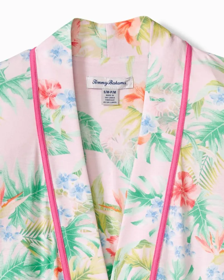 Tommy Bahama Jersey Long-Sleeve Short Robe-Women Sleepwear