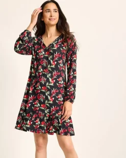 Tommy Bahama Jersey Long-Sleeve Short Sleep Dress-Women Sleepwear