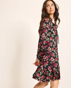 Tommy Bahama Jersey Long-Sleeve Short Sleep Dress-Women Sleepwear