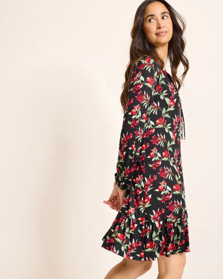 Tommy Bahama Jersey Long-Sleeve Short Sleep Dress-Women Sleepwear