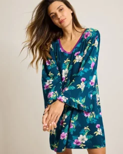 Tommy Bahama Jersey Long-Sleeve Short Sleep Dress-Women Sleepwear