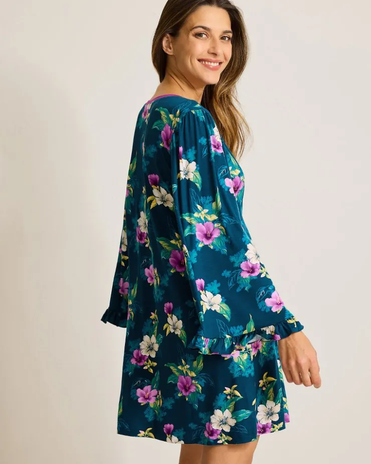 Tommy Bahama Jersey Long-Sleeve Short Sleep Dress-Women Sleepwear