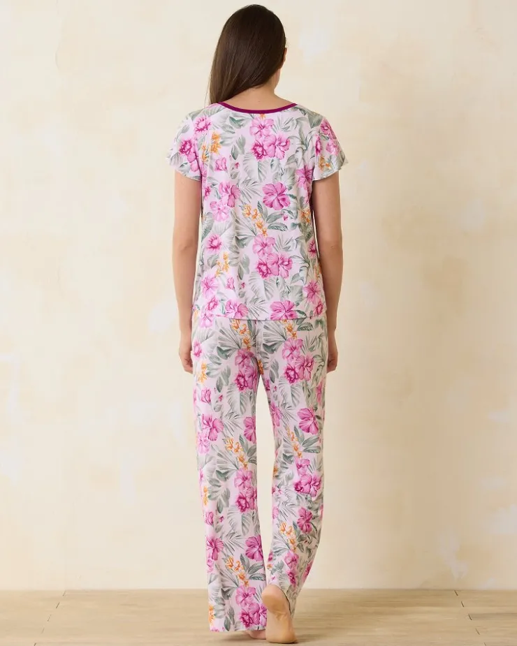 Tommy Bahama Jersey Short Sleeve & Pants Pajama Set-Women Sleepwear
