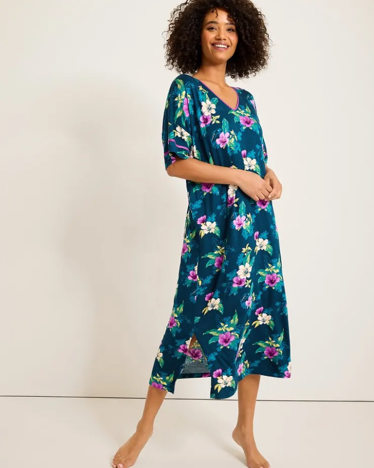Tommy Bahama Jersey Short-Sleeve Maxi Sleep Caftan-Women Sleepwear
