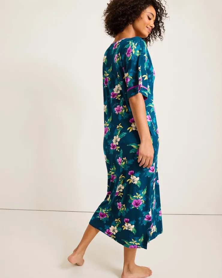 Tommy Bahama Jersey Short-Sleeve Maxi Sleep Caftan-Women Sleepwear