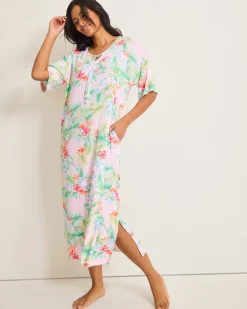 Tommy Bahama Jersey Short-Sleeve Maxi Sleep Caftan-Women Sleepwear