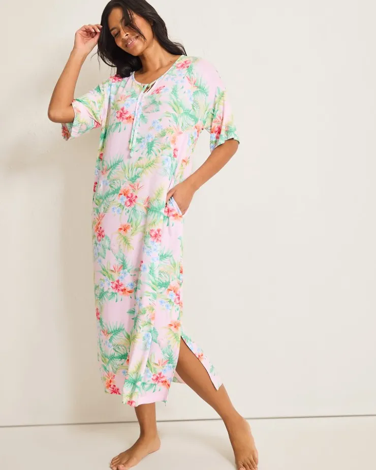 Tommy Bahama Jersey Short-Sleeve Maxi Sleep Caftan-Women Sleepwear