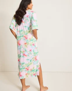 Tommy Bahama Jersey Short-Sleeve Maxi Sleep Caftan-Women Sleepwear