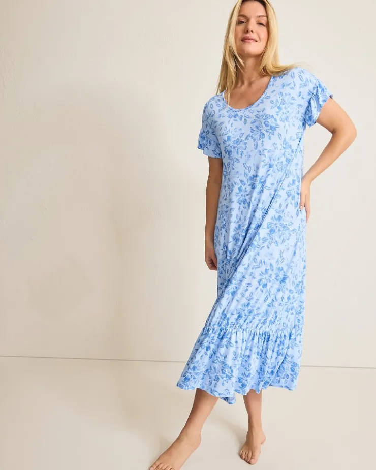 Tommy Bahama Jersey Short-Sleeve Maxi Sleep Dress-Women Sleepwear