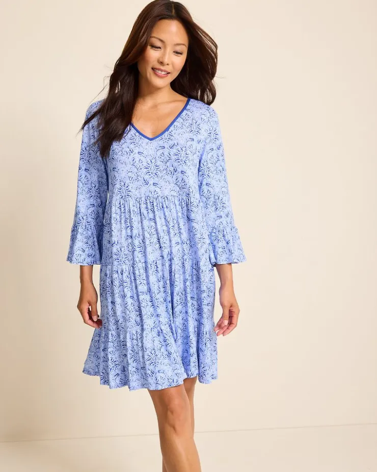 Tommy Bahama Jersey 3/4-Sleeve Short Sleep Dress-Women Sleepwear