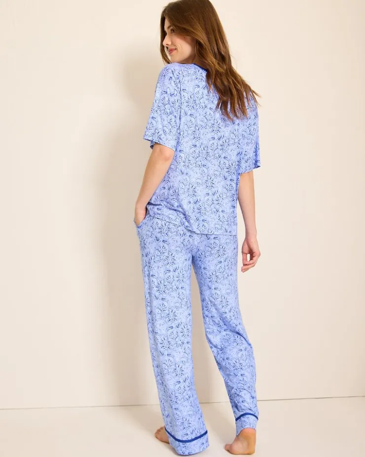 Tommy Bahama Jersey V-Neck Top & Pants Pajama Set-Women Sleepwear