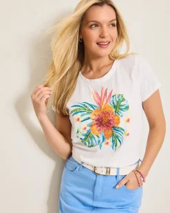 Tommy Bahama Jewel of the Jungle Embellished Lux T-Shirt-Women Tops & Shirts