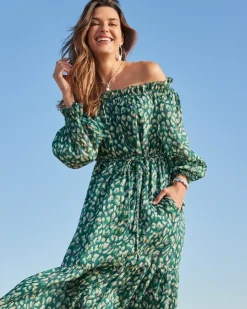 Tommy Bahama Jeweled Jaguar Midi Dress-Women Dresses