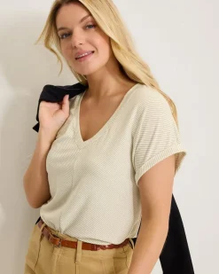 Tommy Bahama Kauai Tranquil Sea V-Neck T-Shirt-Women Loungewear|Tops & Shirts