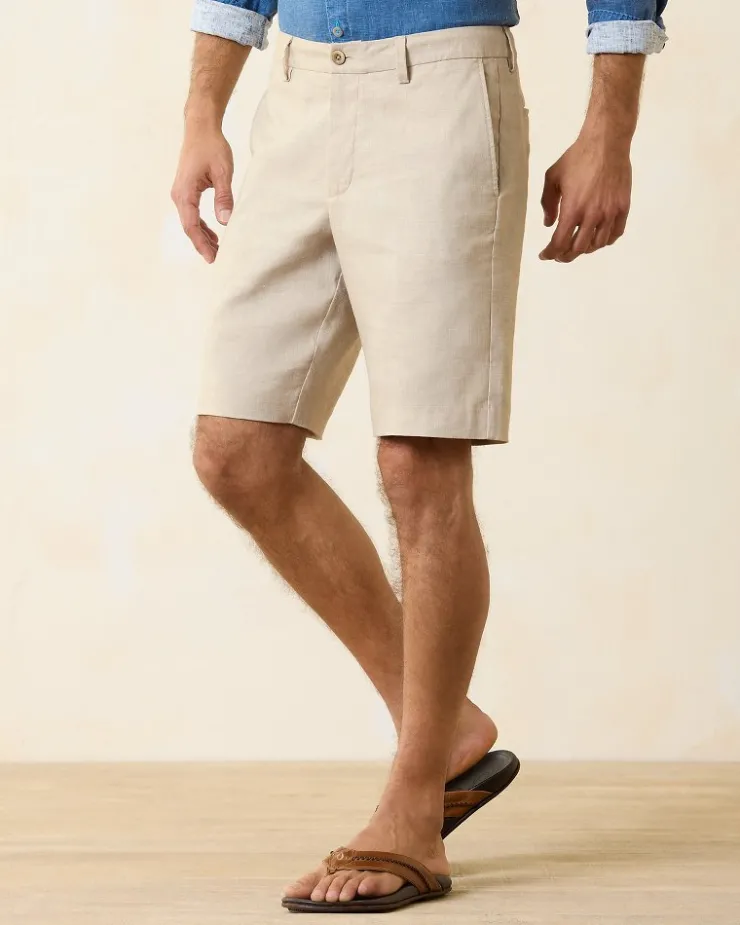 Tommy Bahama Latigo Beach Linen-Blend Flat-Front 10-Inch Shorts- Shorts