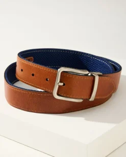 Tommy Bahama Leather Mesh Reversible Performance Belt- Belts