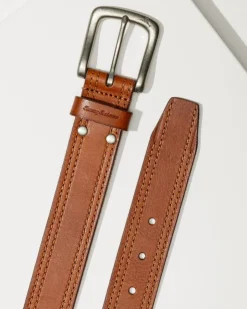 Tommy Bahama Leather Top-Stitch Belt- Belts