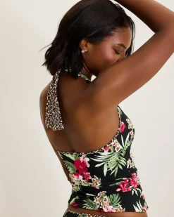 Tommy Bahama Lily Cat Reversible Halter Tankini Top-Women Tankinis|Bikini Tops