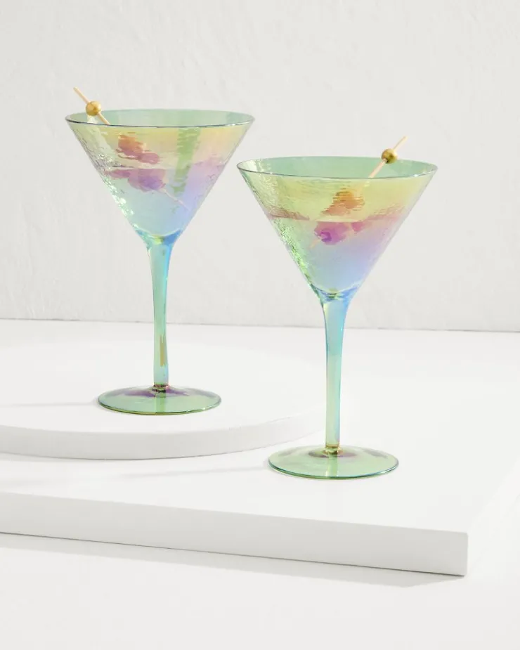 Tommy Bahama Luster Martini Glasses — Set of 2- Drinkware & Bar
