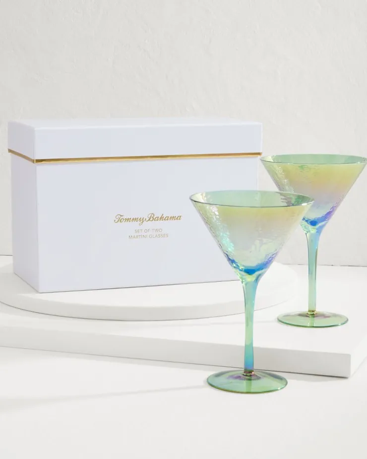 Tommy Bahama Luster Martini Glasses — Set of 2- Drinkware & Bar