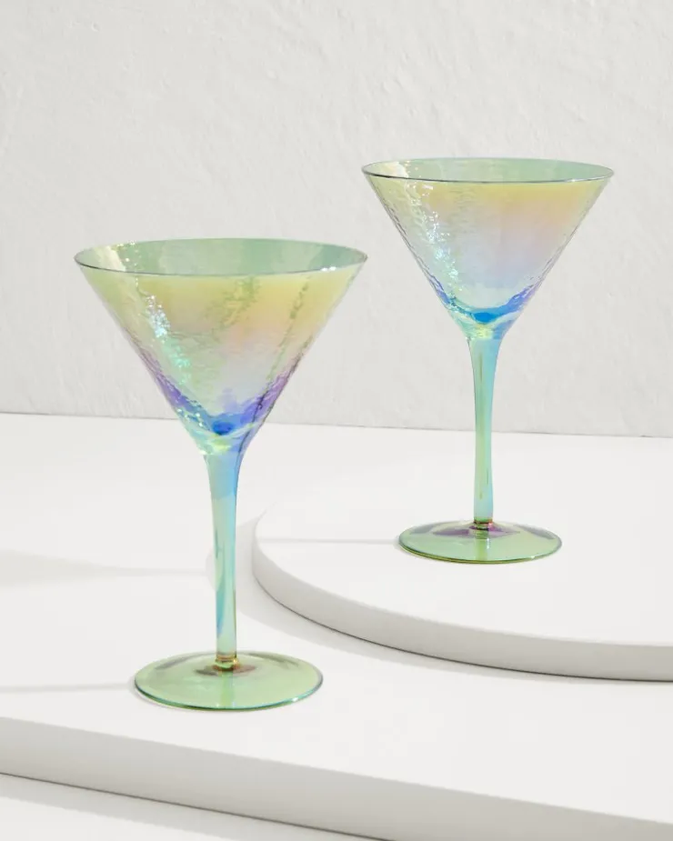 Tommy Bahama Luster Martini Glasses — Set of 2- Drinkware & Bar