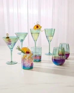 Tommy Bahama Luster Martini Glasses — Set of 2- Drinkware & Bar