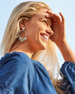 Tommy Bahama Marco Island Shell and Mother of Pearl Drop Hoop Earrings-Women Jewelry