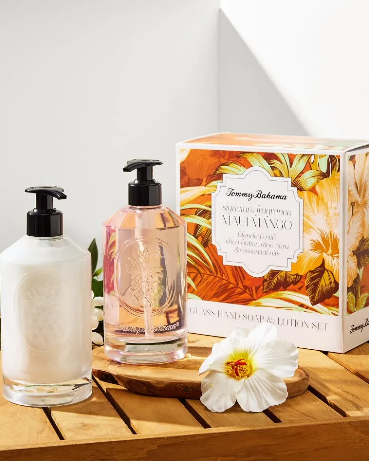 Tommy Bahama Glass Hand Soap & Lotion Set- Bath|Candles & Diffusers