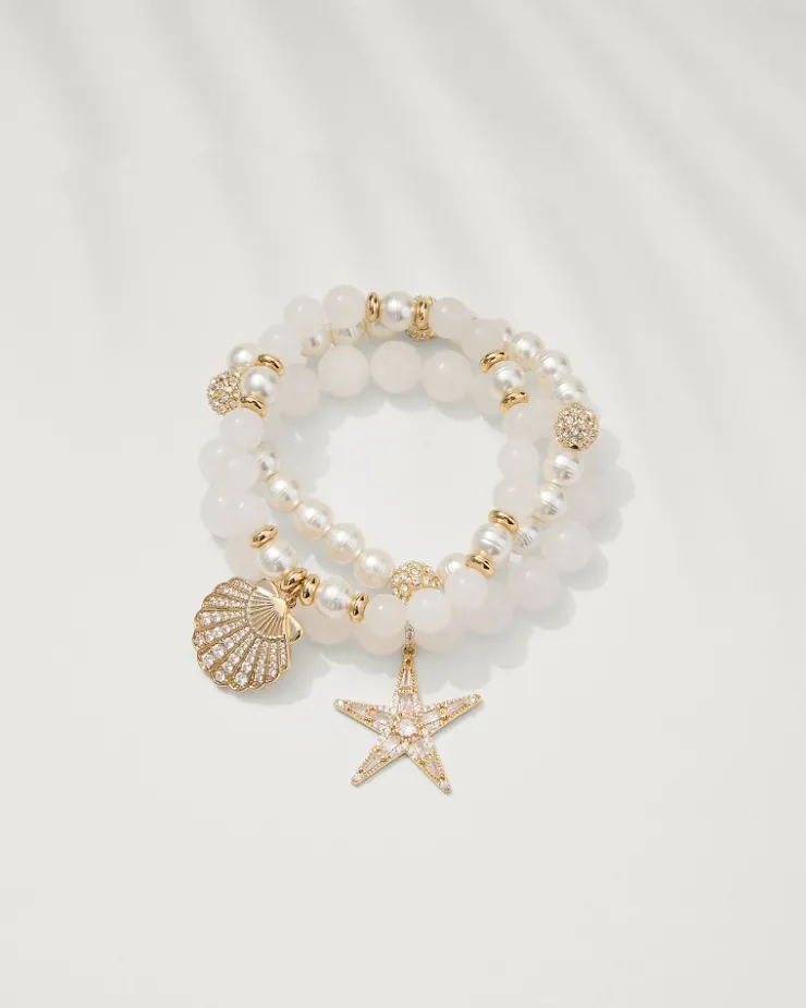 Tommy Bahama Moments in Paradise Quartz and Pearl Stretch Bracelet Set-Women Jewelry