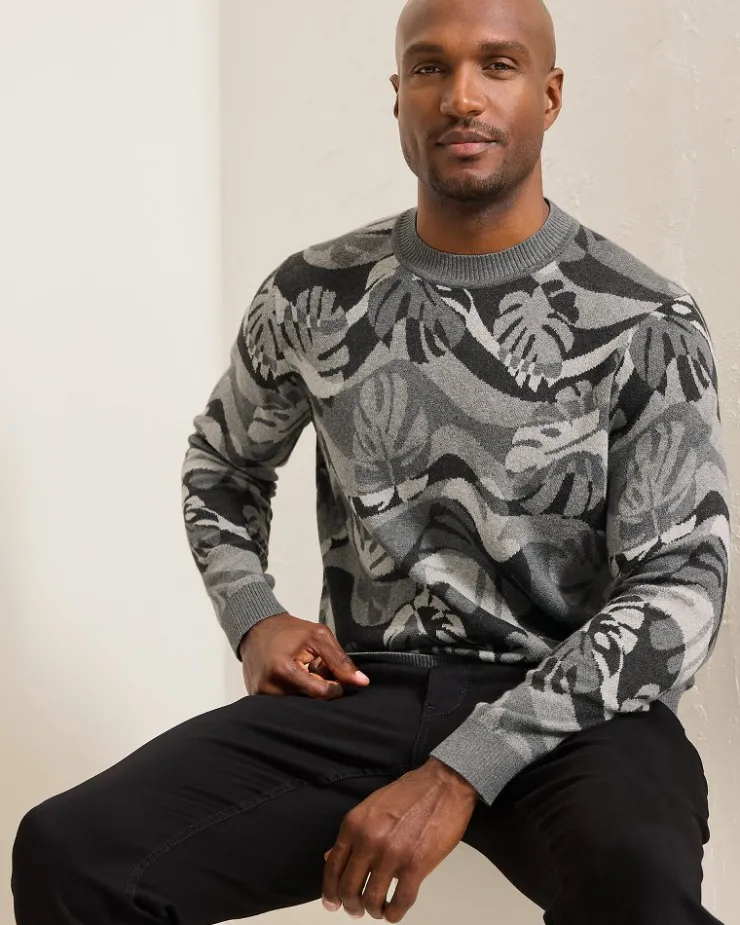 Tommy Bahama Monstera Camouflage Crew Sweater- Sweaters