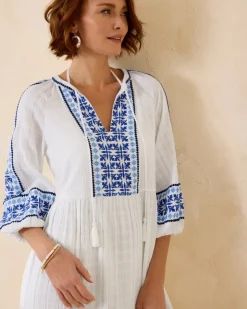 Tommy Bahama Mykonos Gauze Midi Coverup Dress-Women Beach Coverups|Dresses