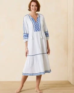 Tommy Bahama Mykonos Gauze Midi Coverup Dress-Women Beach Coverups|Dresses