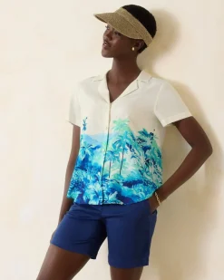 Tommy Bahama Oceanside Views Talulla Silk Camp Shirt-Women Tops & Shirts