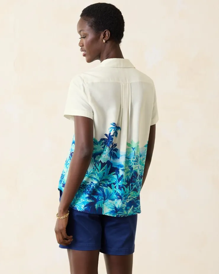 Tommy Bahama Oceanside Views Talulla Silk Camp Shirt-Women Tops & Shirts